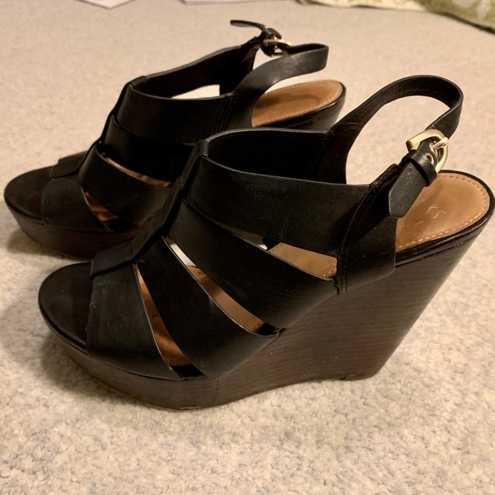 Saks Fifth Avenue platform sandal wedges